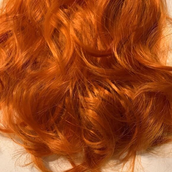 Reddish orange, long wavy, synthetic wig - Picture 8 of 12